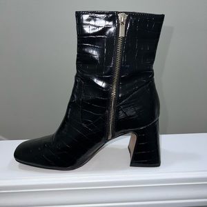 Black crocodile ankle boots